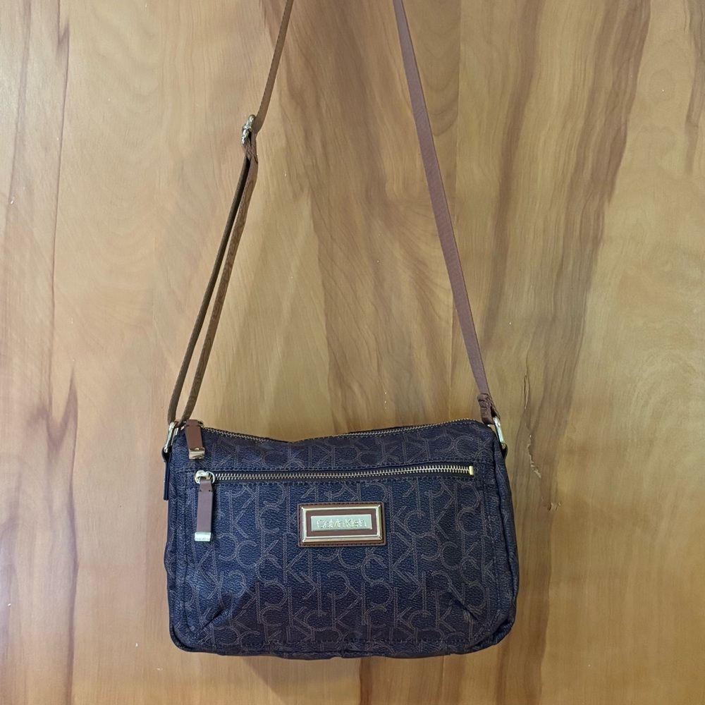 CK Logo nylon Brown Crossbody Bag